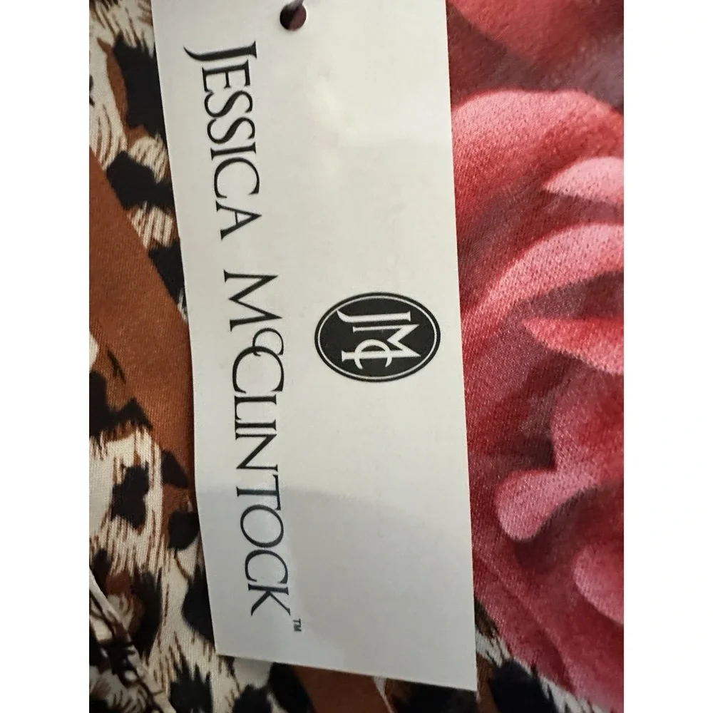 Jessica McClintock Leopard Rose Print Satin Square Scarf 34x34 Fashion Scarf NWT